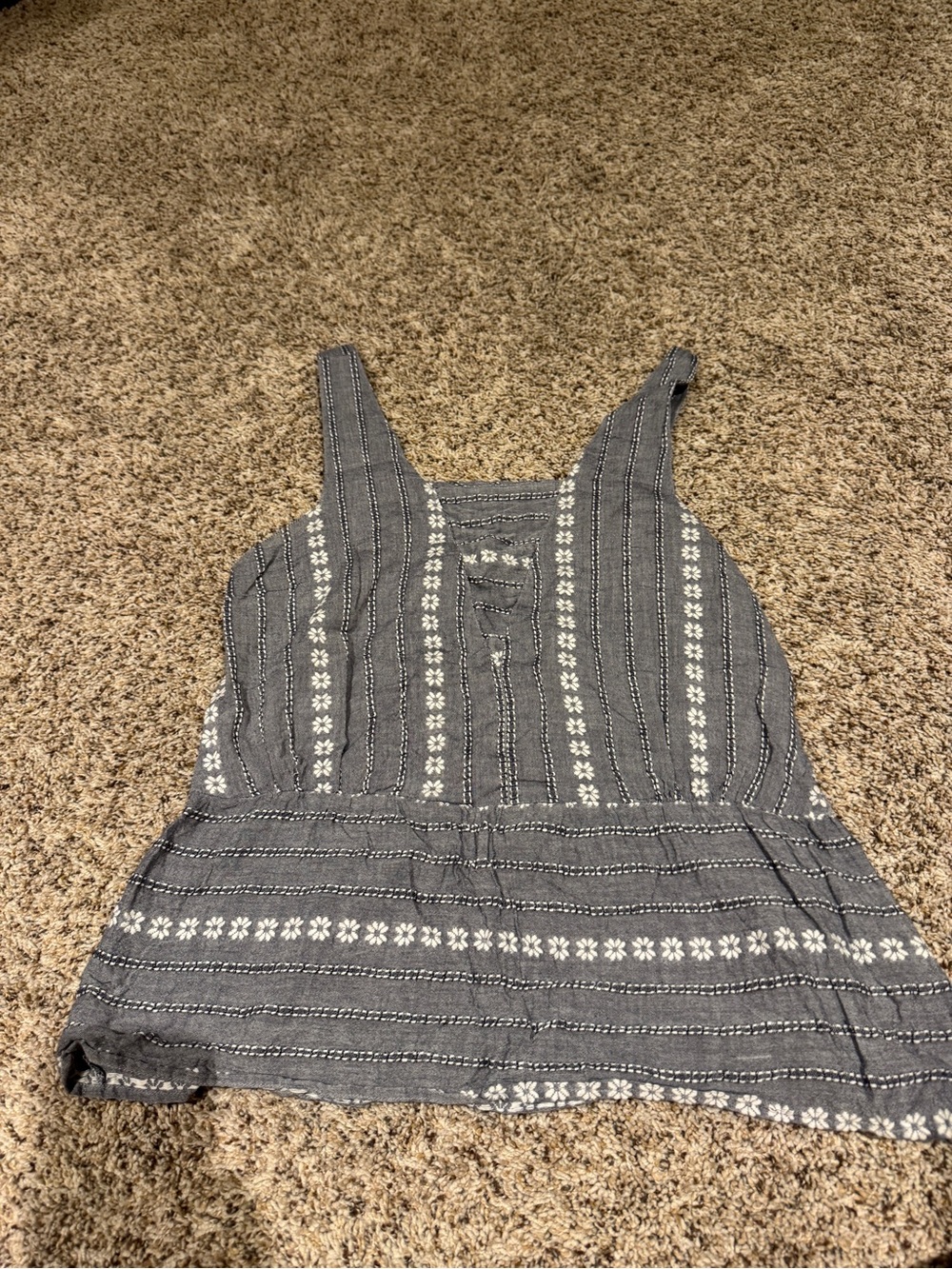 Blue/Gray Floral Stripe Tank